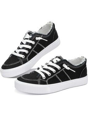 Women's Black Waltz Night Canvas Closed Toe Slip on Washed Leopard Sneaker Shoes